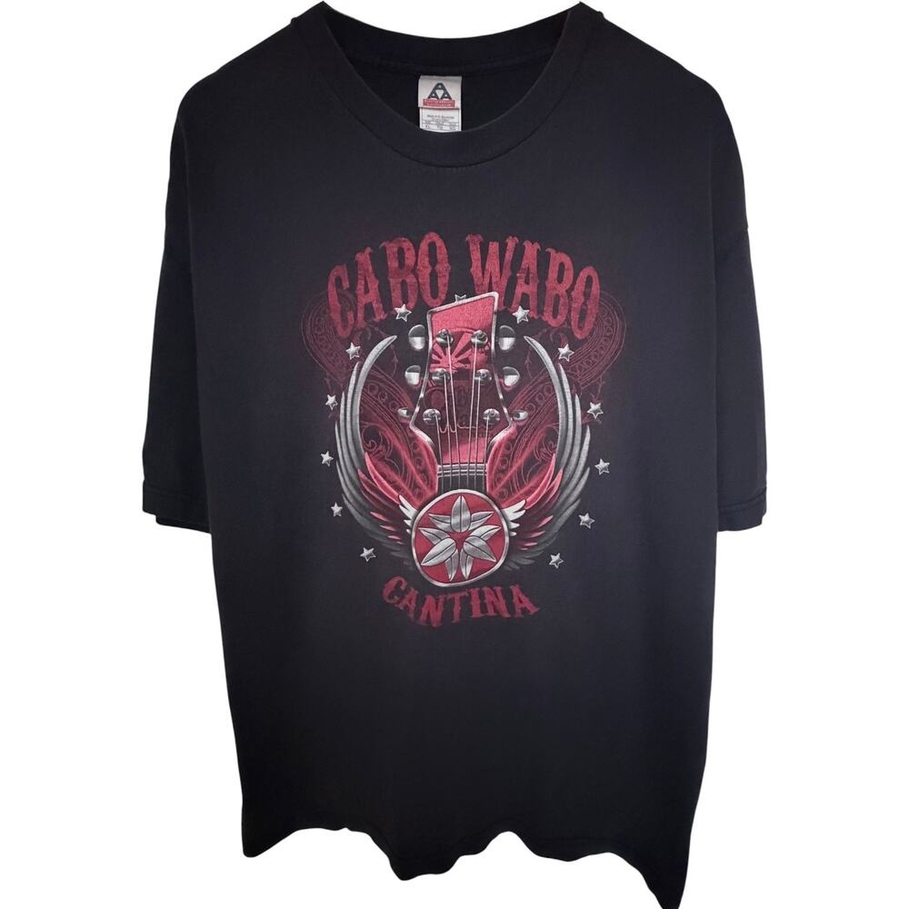 Cabo Wabo Cantina Guitar Graphic T Shirt Mens XL Black Red Short Sleeve Tee